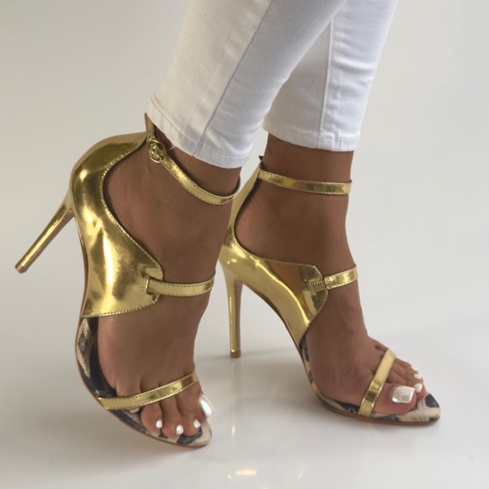 Metallic Gold Leather Heels